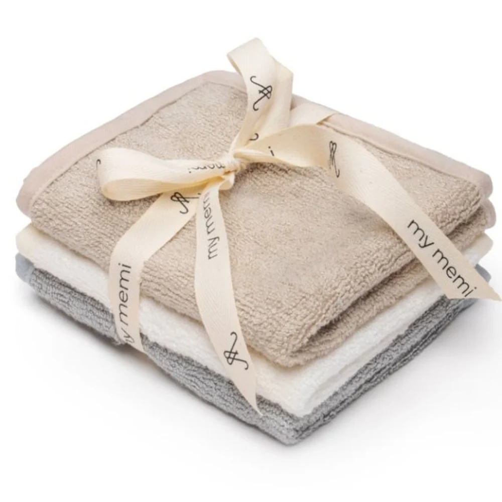 Memi Bambus-Handtücher 3er-Pack Creme/hellgrau/beige