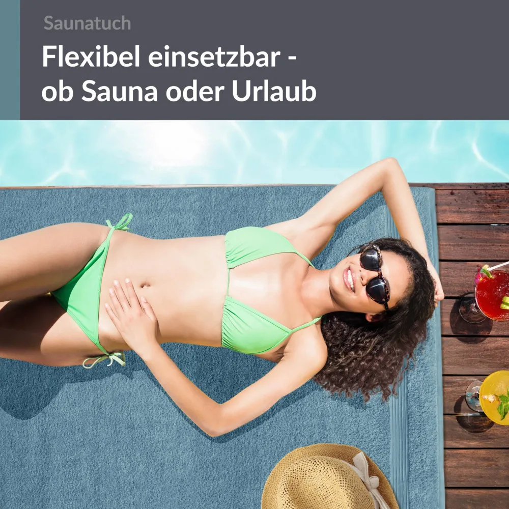 Saunahandtuch 70x200 cm Blau - Tauben