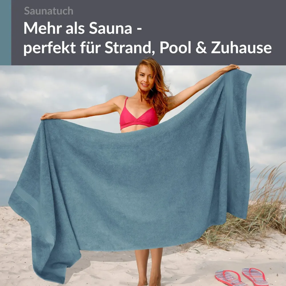 Saunahandtuch 70x200 cm Blau - Tauben