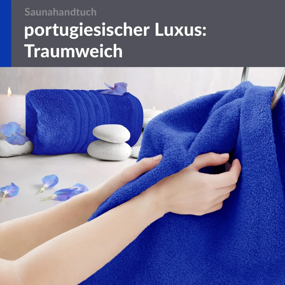 Saunahandtuch groß 80x200 cm 2er Set Blau - Azur