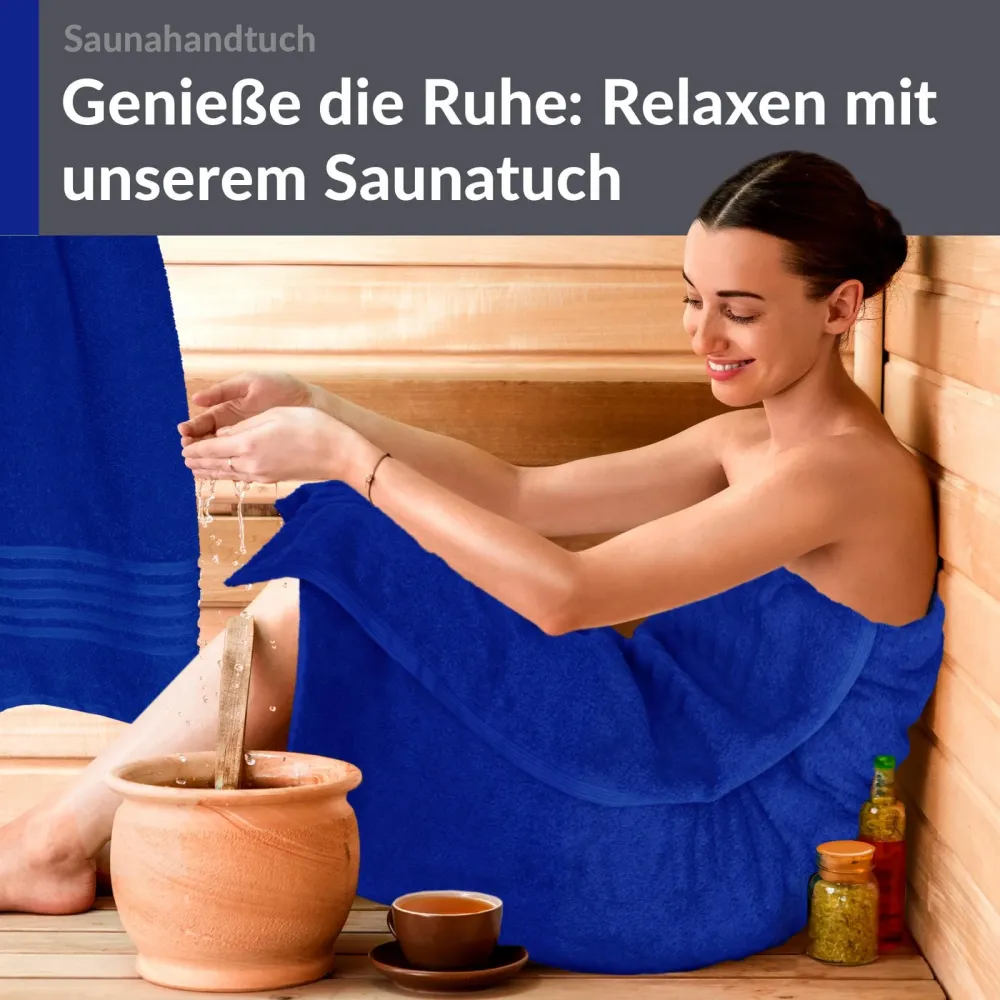 Saunahandtuch groß 80x200 cm 2er Set Blau - Azur