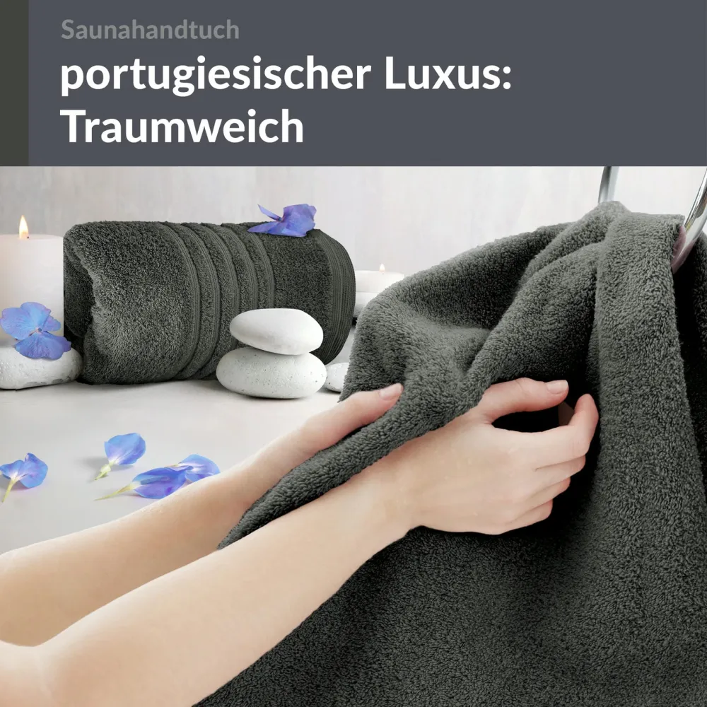 Saunahandtuch groß 80x200 cm 2er Set Grau - Anthrazit