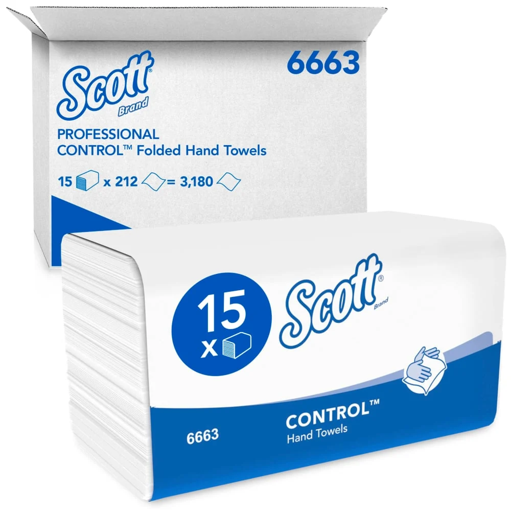 Scott® CONTROL™ Falthandtücher - Weiß - 15 Clips x 212 Sheets | Karton (15 Päckchen)
