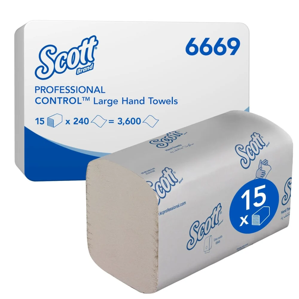 Scott® Control™ Handtücher - gefaltet / Weiß /Groß - 15 Clips x 240 Sheets | Karton (15 Päckchen)