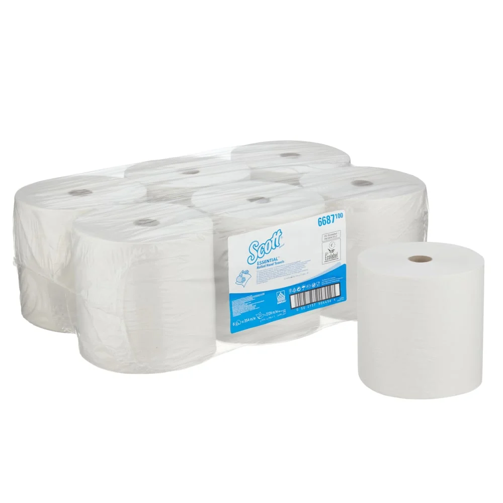 Scott® ESSENTIAL™ Handtücher - Rolle / Weiß - 6 Rolls x 1 Sheet | Karton (6 Rollen)
