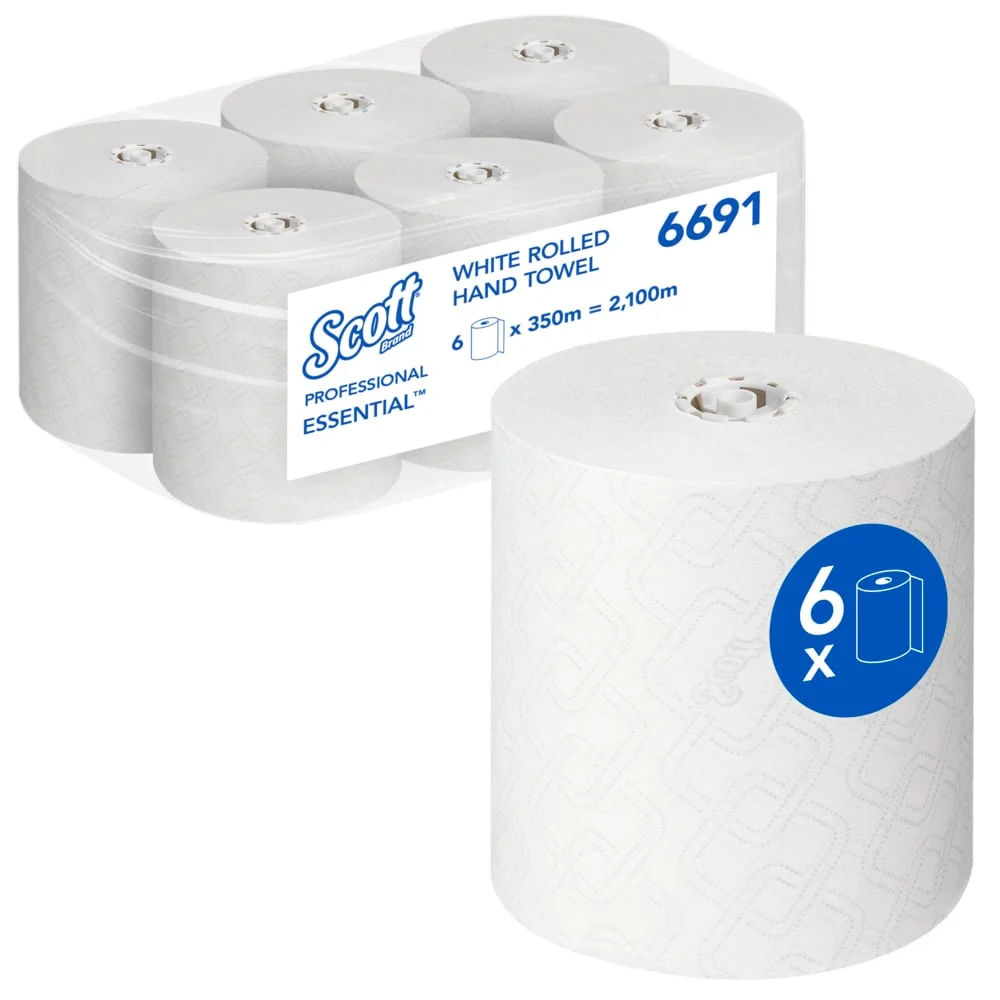 Scott® Essential™ Handtücher - Rolle / Weiß - 6 Rolls x 1 Sheet | Karton (6 Rollen)