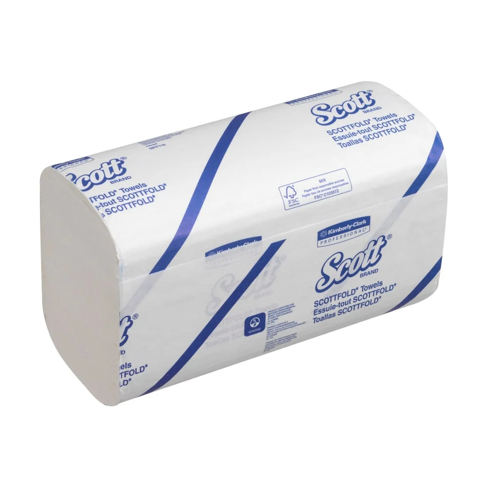 Scott® SCOTTFOLD* Handtücher - gefaltet / Weiß /Mittel - 25 Clips x 175 Sheets | Karton (25 Päckchen)