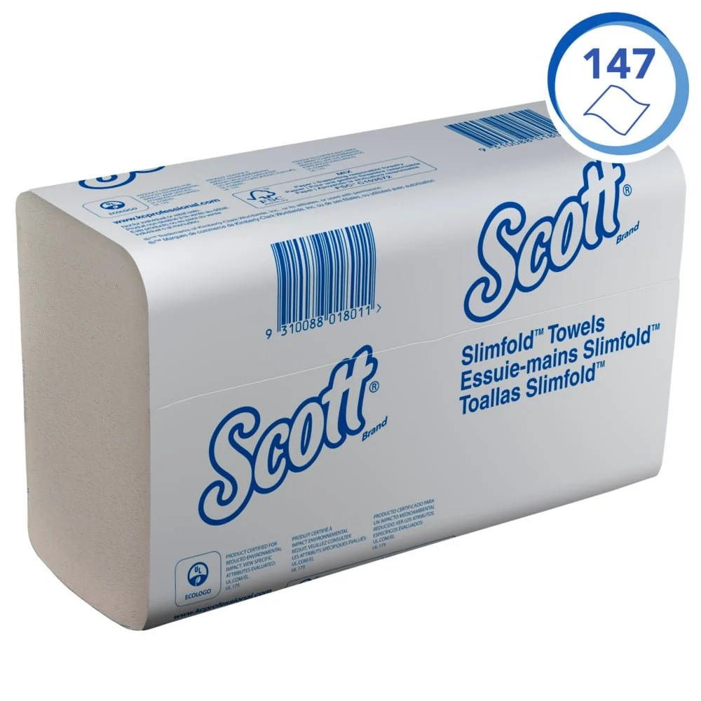 Scott® SLIMFOLD Handtücher - gefaltet / Weiß - 16 Clips x 110 Sheets | Karton (16 Päckchen)