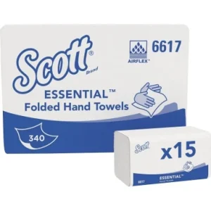 SCOTT XTRA Interfold Handtücher – Weiß, 21x20 cm, 1-lagig, 15x340 Stück
