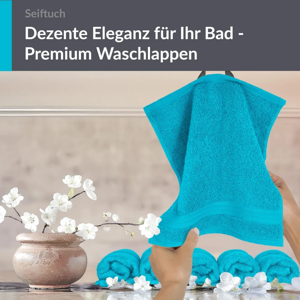 Seiftücher 30x30 cm, 6er Set Waschlappen Blau - Aquamarin