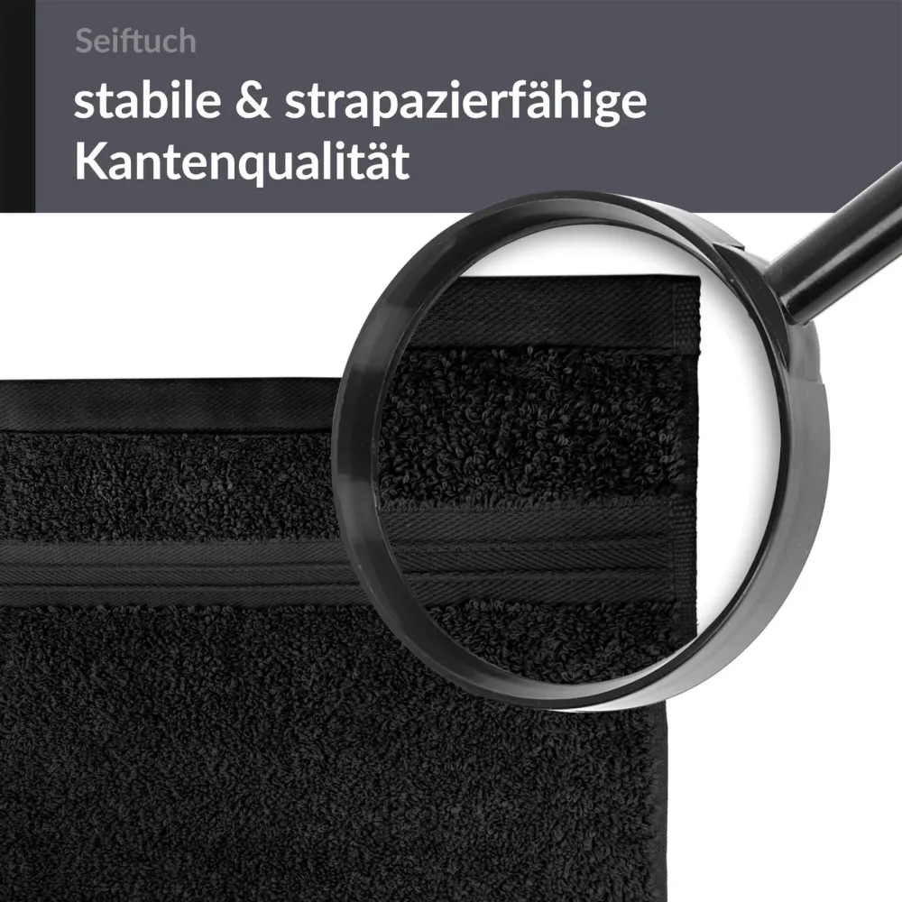 Seiftuch 30x30 cm, 2er Set Waschlappen Schwarz