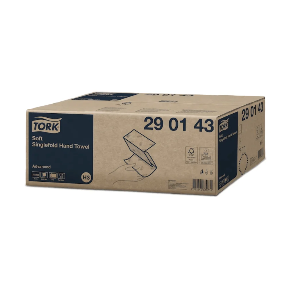 Tork 290143 weiche Zickzack-Handtücher Advanced H3 2-lagig | Karton (15 Packungen)