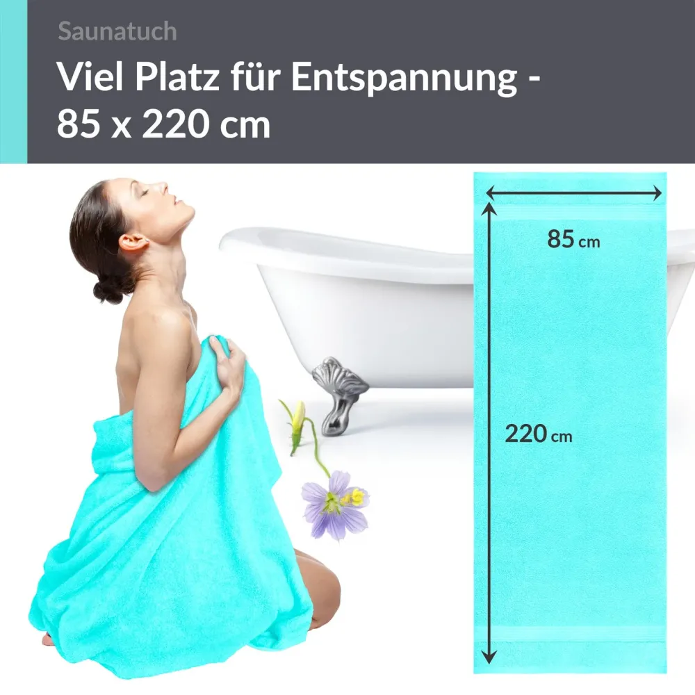 XXL Saunatuch extra lang 85x220 cm Türkis