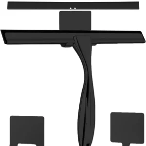 Duschabzieher Schwarz Edelstahl mit Halterung 25 cm