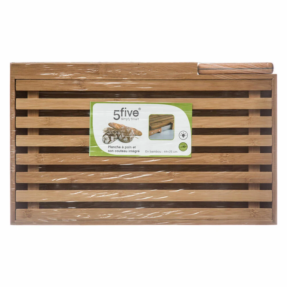 5Five Simply Smart Schneidebrett mit Brotmesser, Brotbrett, Bambus, 44 x 25 cm, 146517