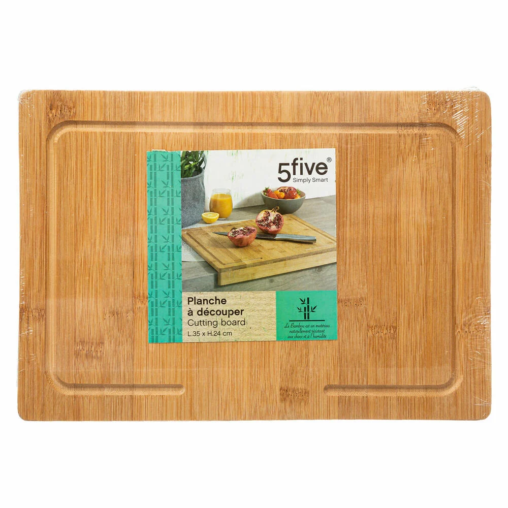 5five Simply Smart Schneidebrett mit Kantenauflage, Küchenbrett, Bambus, 35 x 24 cm, 151177