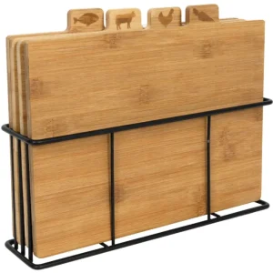 Cookinglife Bambus-Schneidebrett-Set mit Halter, 5-teilig