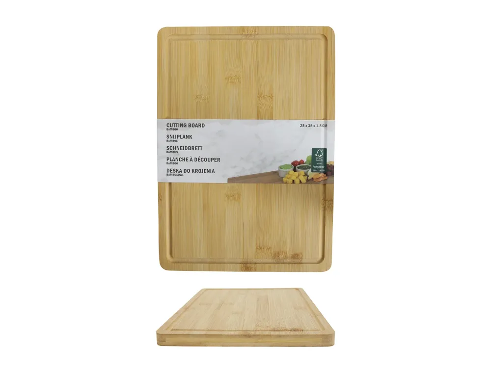 Cookinglife Schneidebrett mit Saftrille - Bambus - 25 x 35 x 1,8 cm
