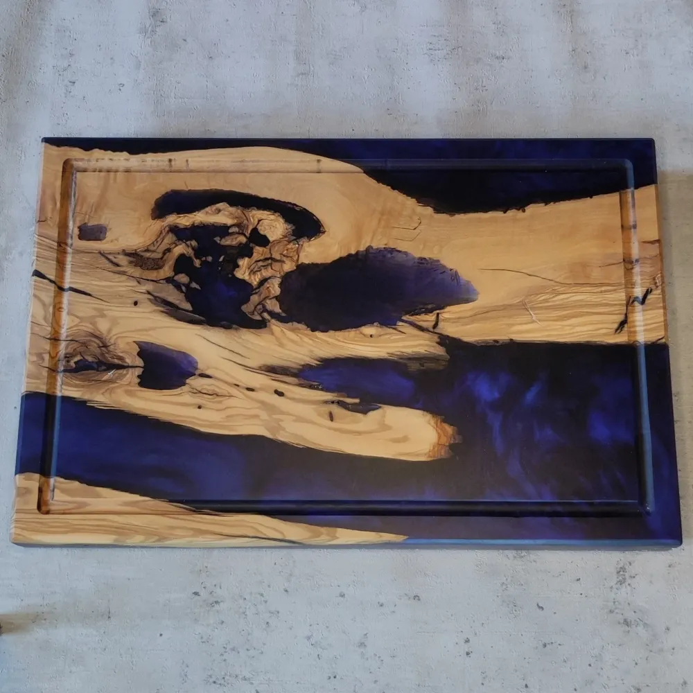 Epoxidharz Schneidebrett Metallic Blau