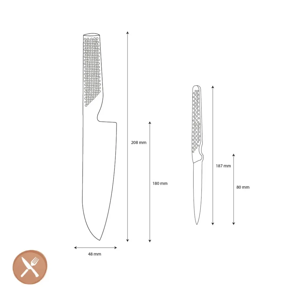 Global - G-4615 2-teiliges Messerset Santokumesser + Schälmesser