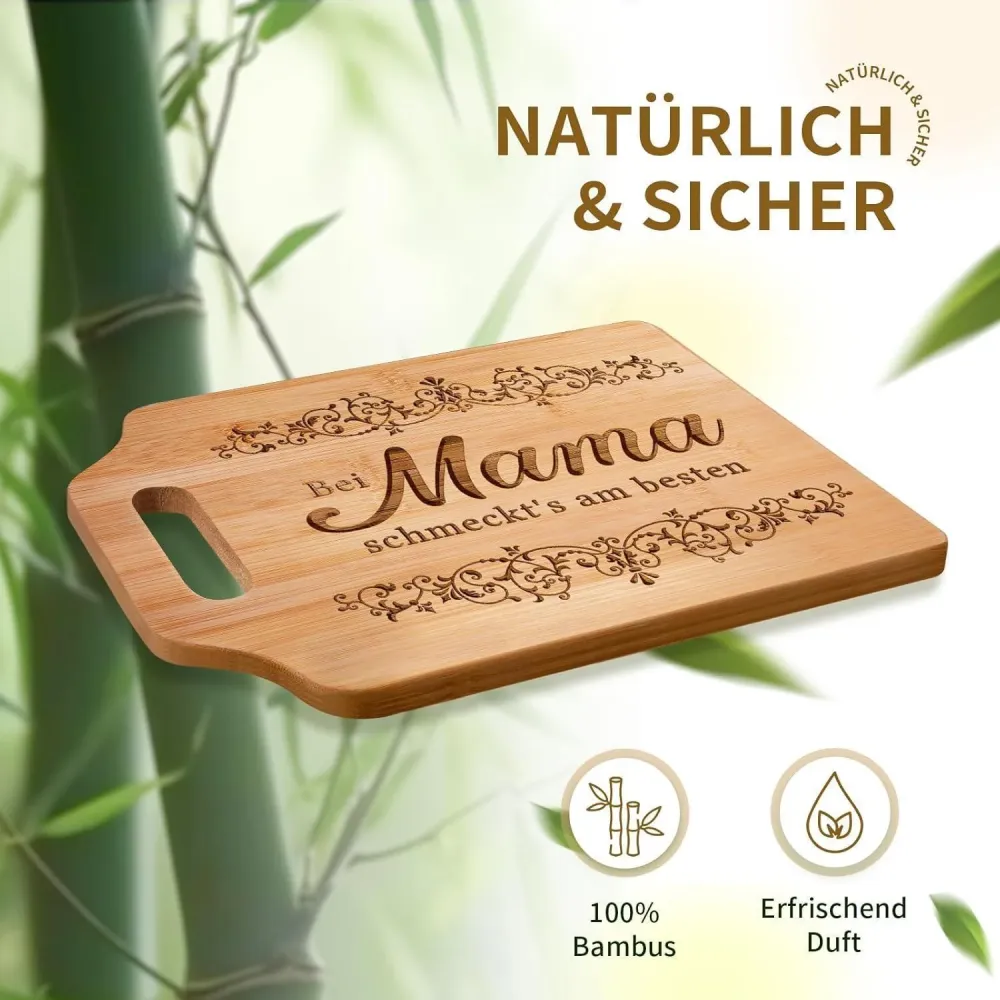 Graviertes Bambus Schneidebrett - Beste Mama Geschenk