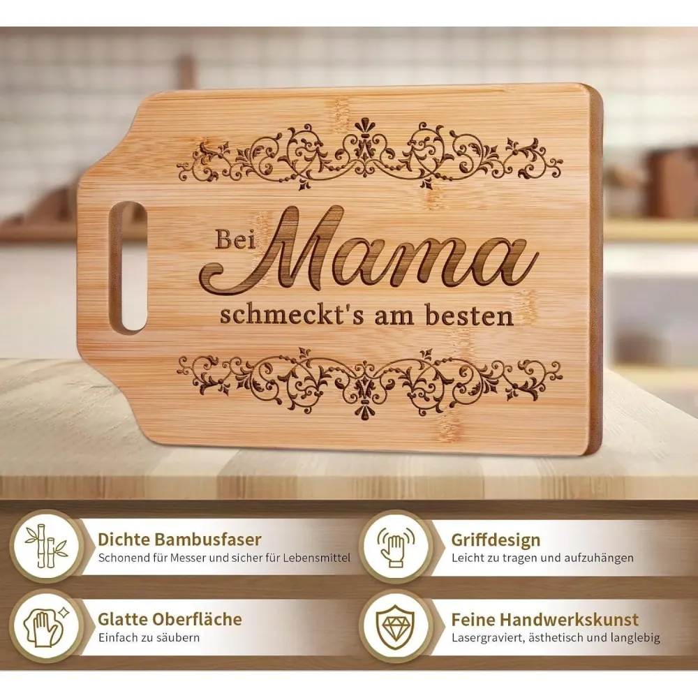 Graviertes Bambus Schneidebrett - Beste Mama Geschenk