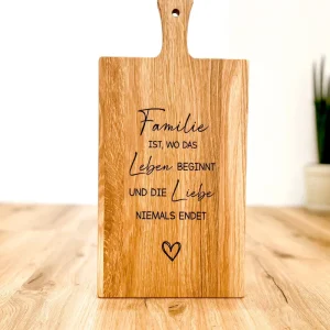 Holzbrett Schneidebrett Familie ist wo das Leben beginnt und die Liebe niemals endet