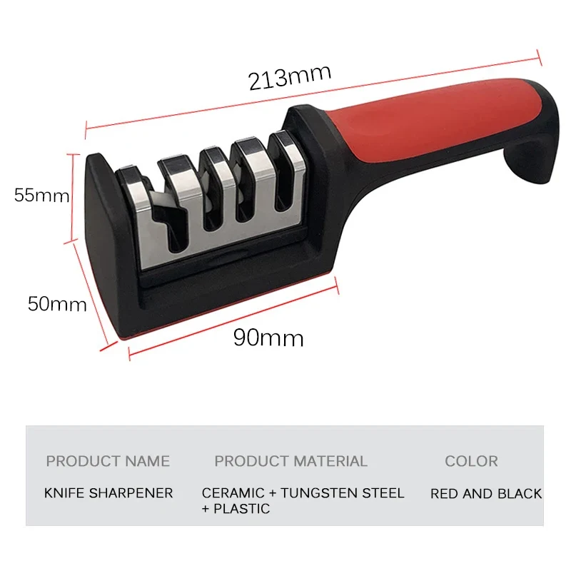 Küche 3/4-Segment Messerschärfer Haushalt Multifunktionale Hand-Gehalten 3/4-Zweck Schwarz Schleifstein