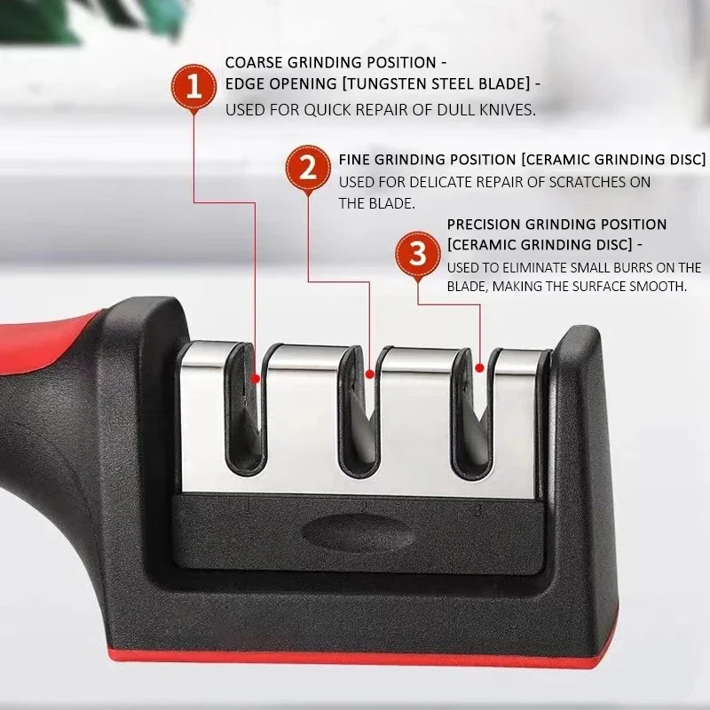 Küche 3/4-Segment Messerschärfer Haushalt Multifunktionale Hand-Gehalten 3/4-Zweck Schwarz Schleifstein