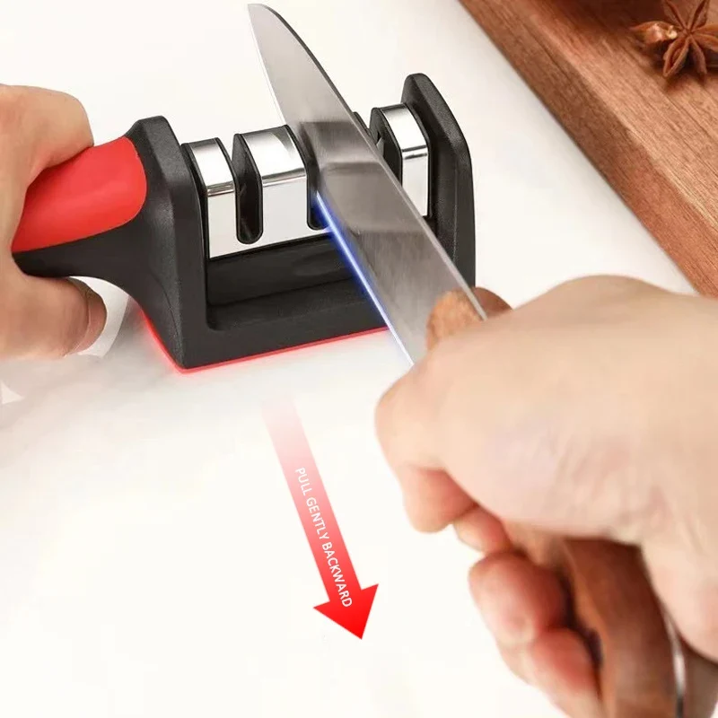 Küche 3/4-Segment Messerschärfer Haushalt Multifunktionale Hand-Gehalten 3/4-Zweck Schwarz Schleifstein