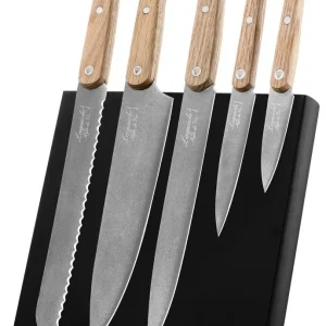Laguiole Style de Vie Kochmesserset aus Eichenholz mit magnetischem Messerblock