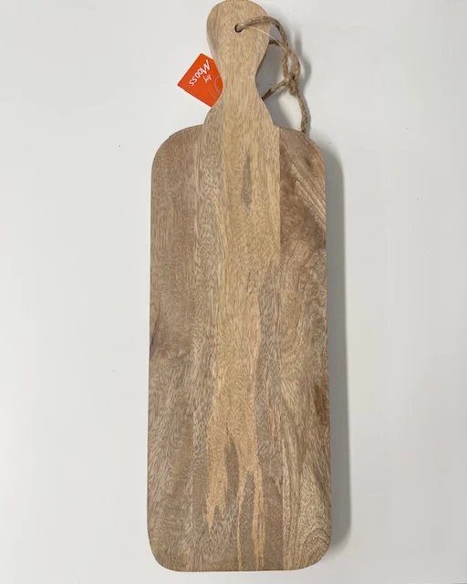 Längliches Holzbrett 53x16cm mit Griff & Füßen - Servierbrett im Landhausstil