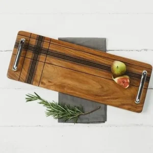 Servierbrett mit schottischem Tartan-Design - 42x15 - Sheeshamholz - Just Slate Company Schottland