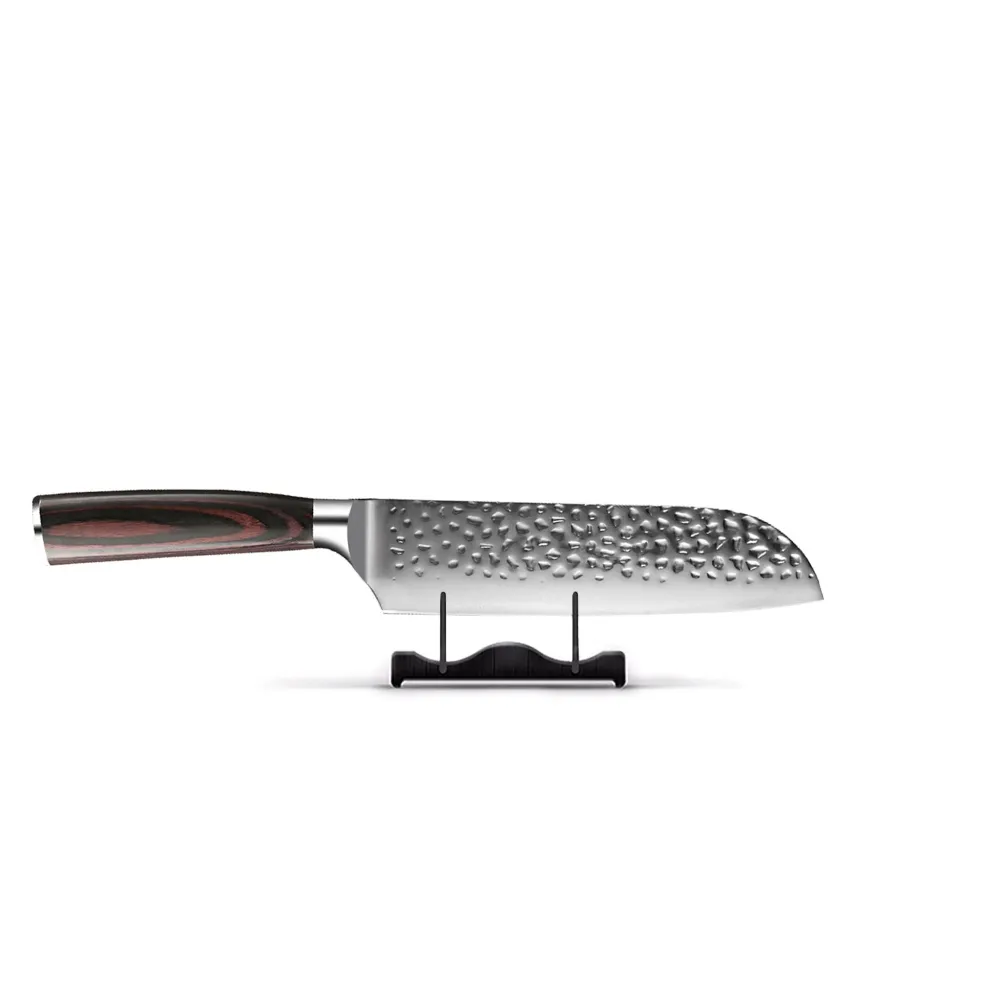 Shinrai Knives - 6-teiliges Messerset aus gehämmertem Edelstahl + Messerblock + Schleifstein
