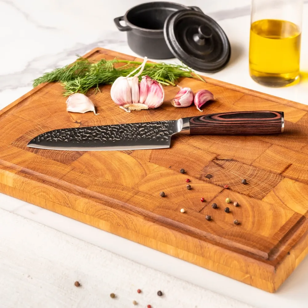 Shinrai Knives - 6-teiliges Messerset aus gehämmertem Edelstahl + Messerblock Rotate