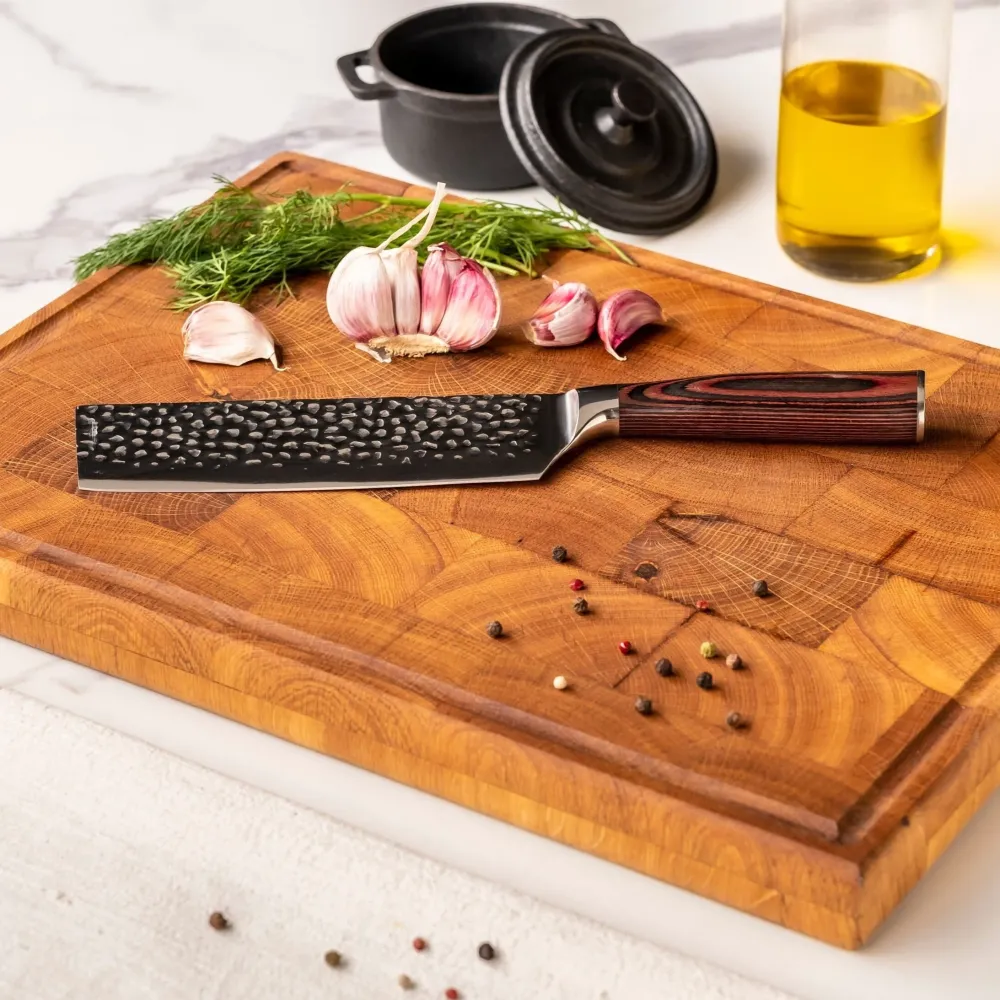 Shinrai Knives - 6-teiliges Messerset aus gehämmertem Edelstahl + Messerblock Rotate