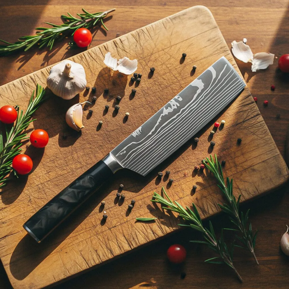 Shinrai Knives – 9-teiliges Messerset mit Damaszener-Print und Onyx-Epoxid