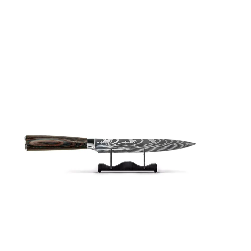Shinrai Knives - Damascus Print 7-teiliges Messerset + Messerblock + Schleifstein