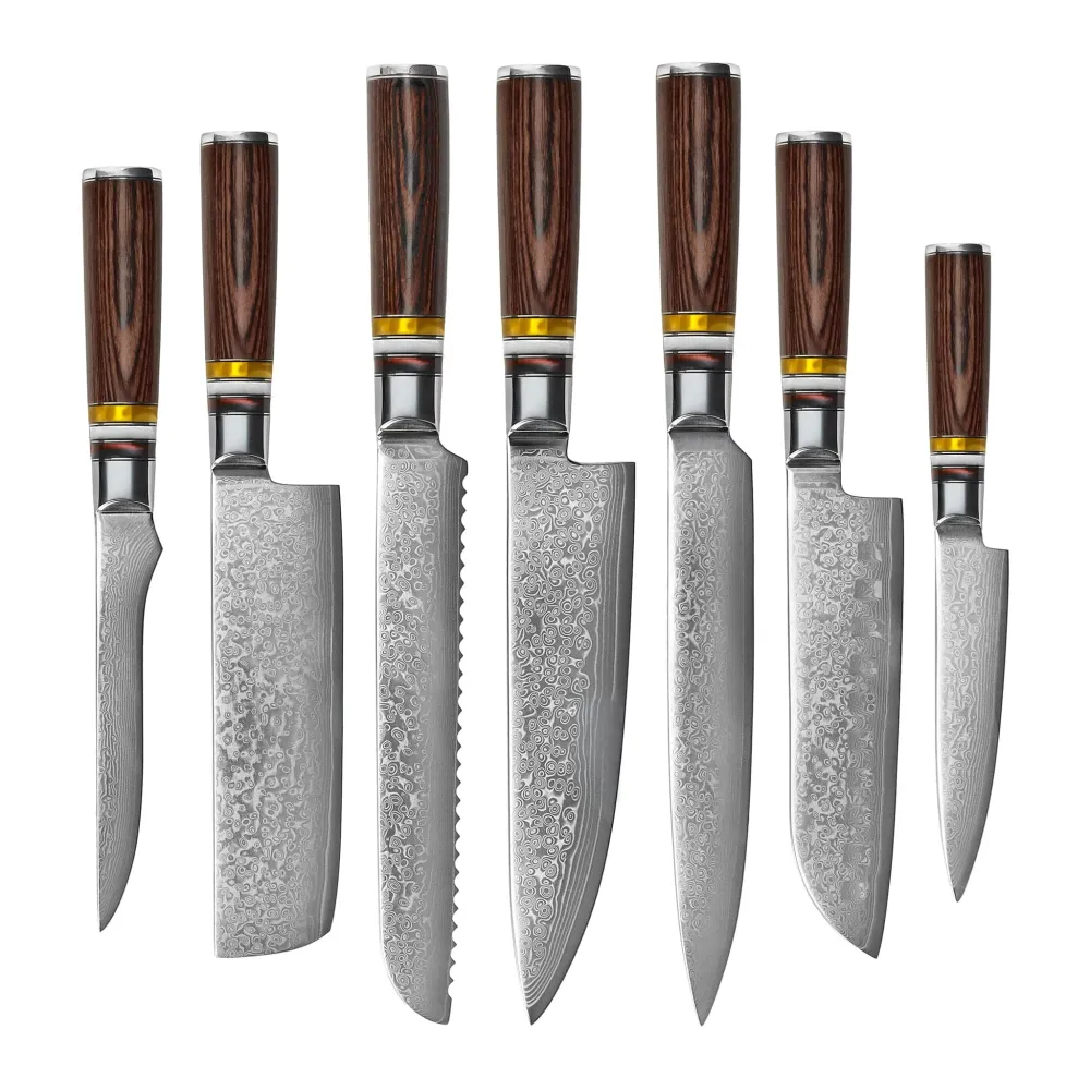 Shinrai Knives - Micarta Jewels 7-teiliges Messerset + Messerblockstanze
