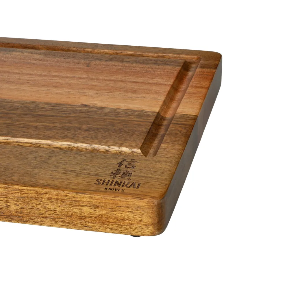 Shinrai Knives - Schneidebrett Akazienholz - Hirnholz - 35 × 25 × 2,5 cm - Typ 1