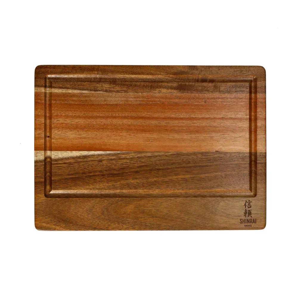 Shinrai Knives - Schneidebrett Akazienholz - Hirnholz - 35 × 25 × 2,5 cm - Typ 1