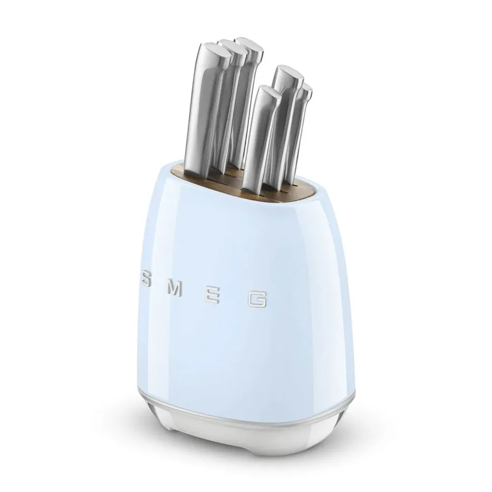 SMEG - Messerblock mit 6 Messern Pastellblau