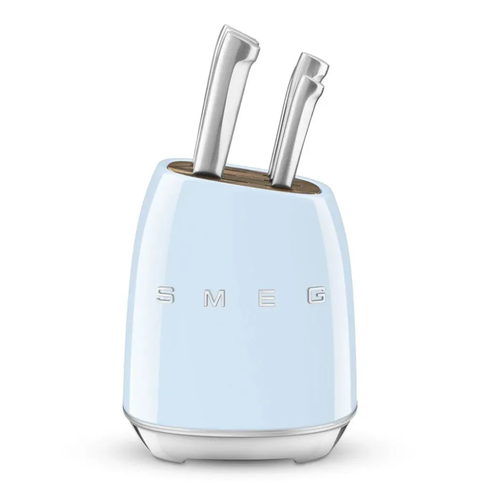 SMEG - Messerblock mit 6 Messern Pastellblau