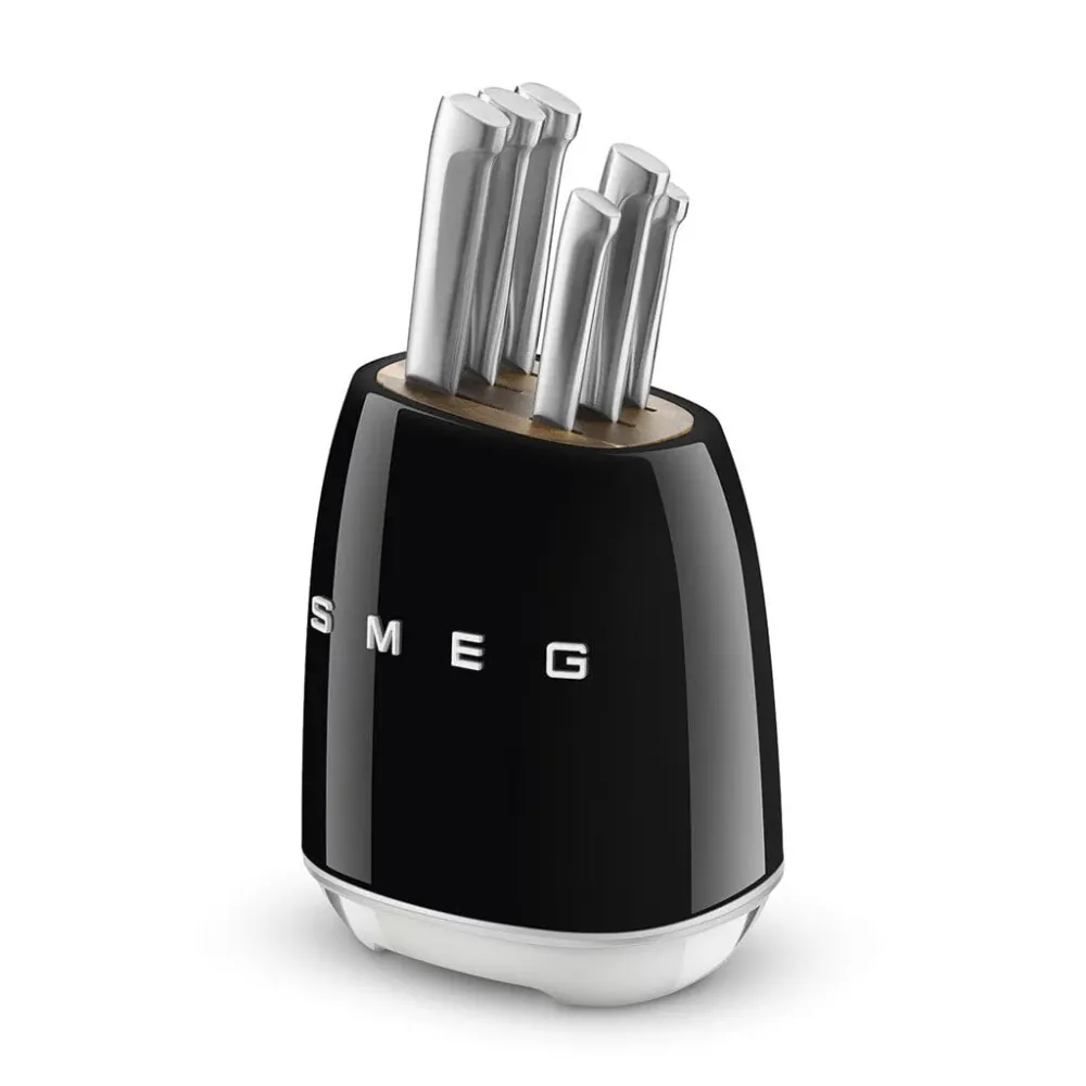SMEG - Messerblock mit 6 Messern Schwarz