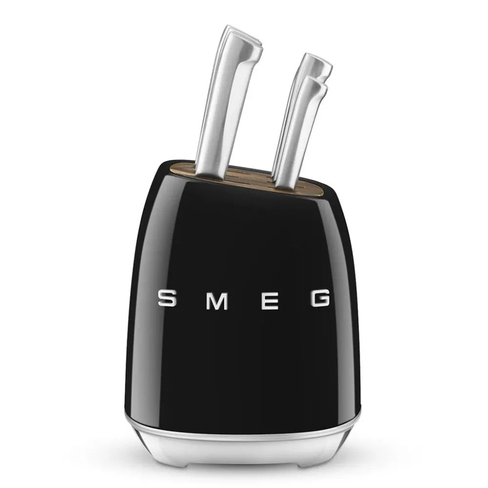 SMEG - Messerblock mit 6 Messern Schwarz