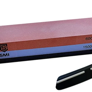 SMI Doppelseitiger Schleifstein 600/1500 Körnung – Schärfstein, Wetzstein & Abziehstein mit Schleifhilfe – Messerschärfer...