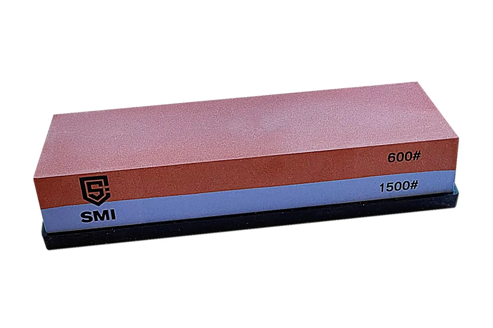 SMI Doppelseitiger Schleifstein 600/1500 Körnung – Schärfstein, Wetzstein & Abziehstein mit Schleifhilfe – Messerschärfer...