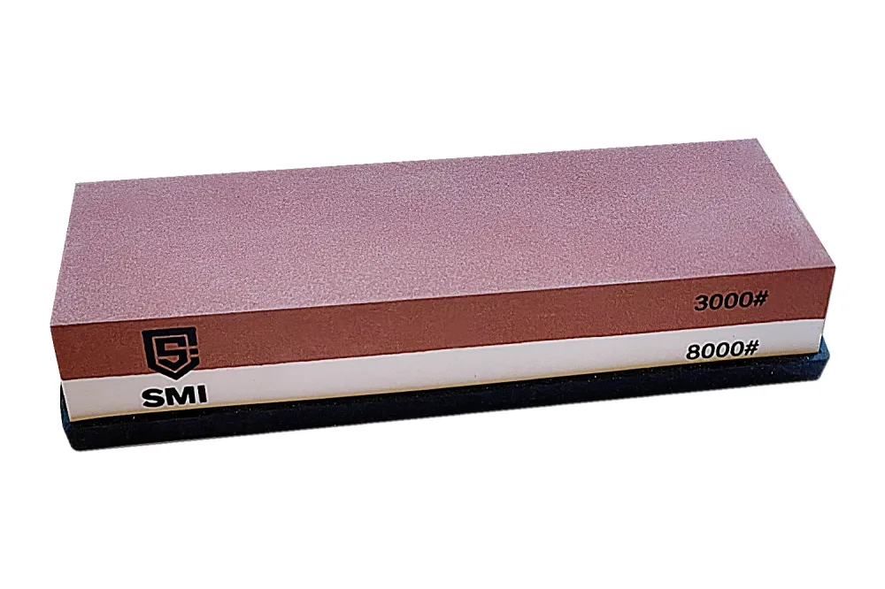 SMI Schleifstein 3000/8000 Körnung – Doppelseitiger Schärfstein, Wetzstein & Abziehstein mit Schleifhilfe – Messerschärfe...