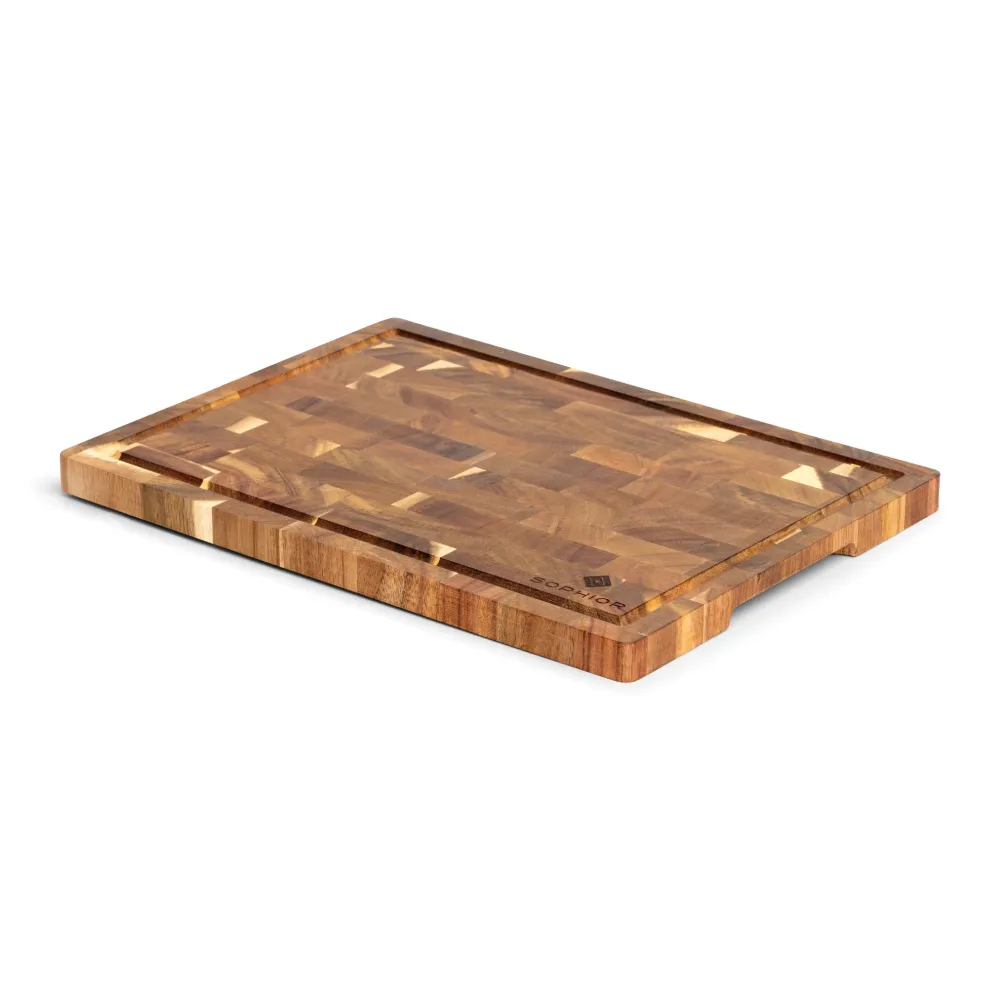 SOPHIOR Schneidebrett aus Akazienholz mit Saftrille, 35 x 25 x 2 cm