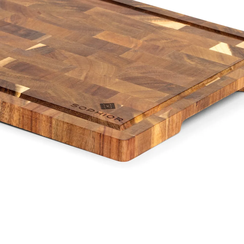 SOPHIOR Schneidebrett aus Akazienholz mit Saftrille, 35 x 25 x 2 cm